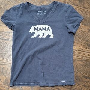 Life Is Good Navy Short Sleeve V-Neck 'MAMA' Bear Tee